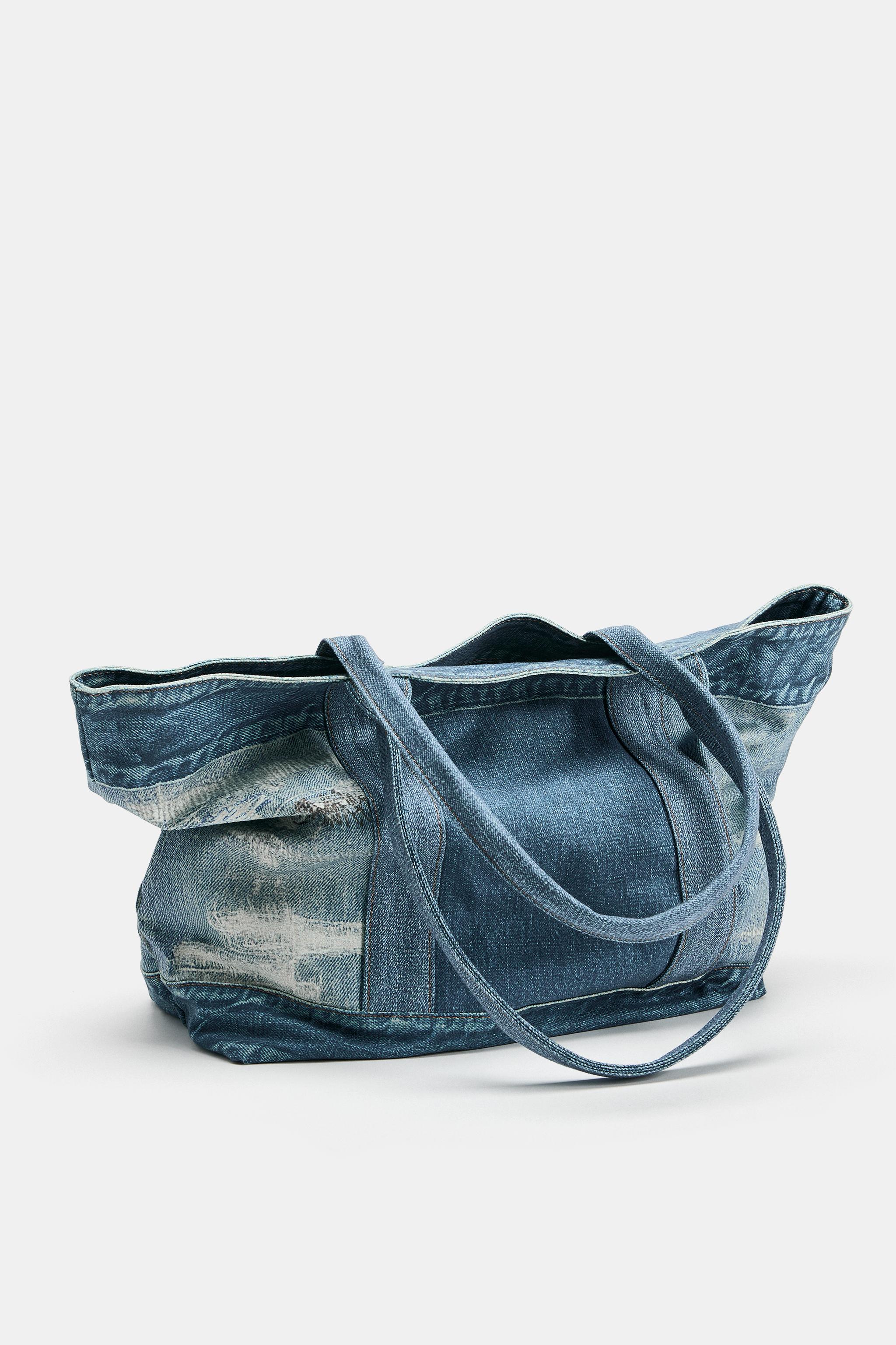 DENIM EFFECT SHOPPER BAG